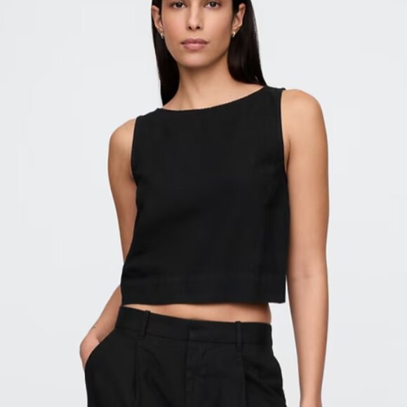 NWT GAP linen blend crop shell tank top - Picture 2 of 7
